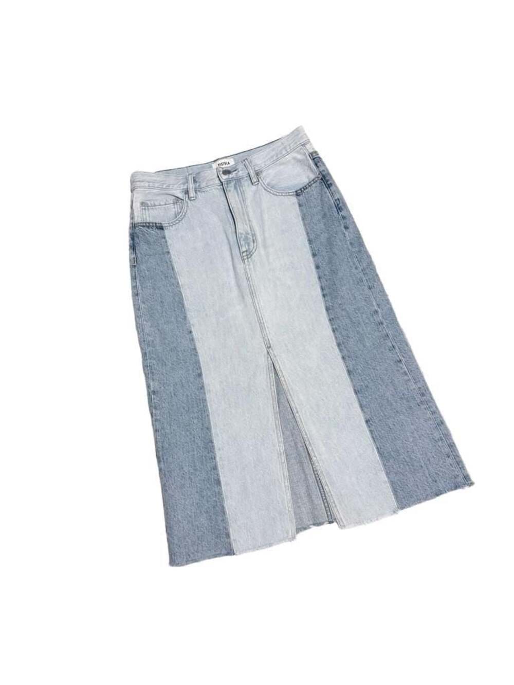 Pistola Two-Tone Denim Midi Skirt